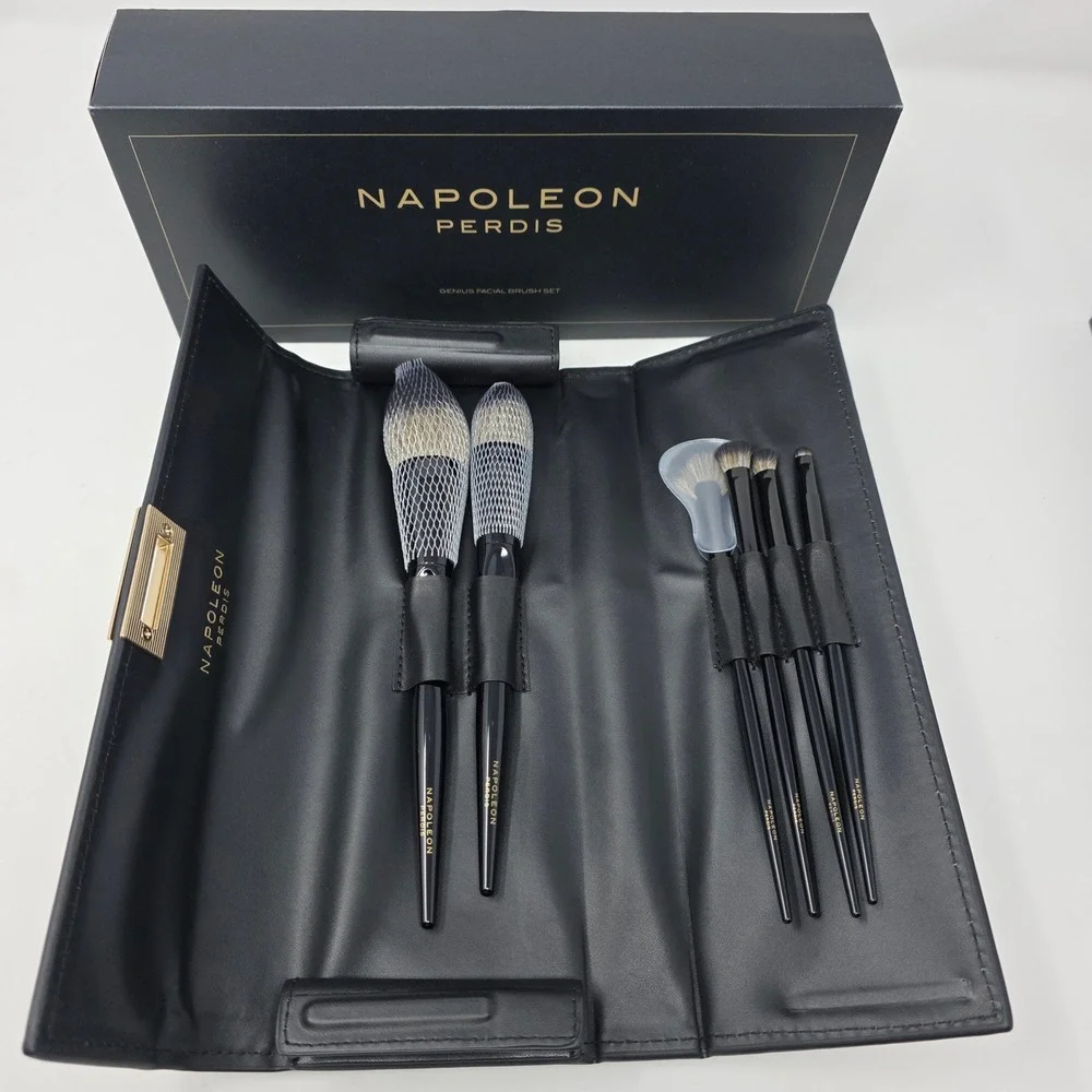 Napoleon Perdis Genius Facial Brush Set Women OS Black 6pc Synthetic New